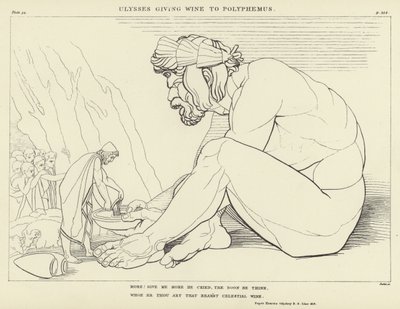 Ulysses geeft Wijn aan Polyphemus door John Flaxman
